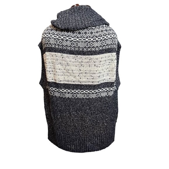 BCBG MAX AZRIA Oversized Tunic Cowl Elinor Sleeveless Sweater Black White M/L - Picture 4 of 6